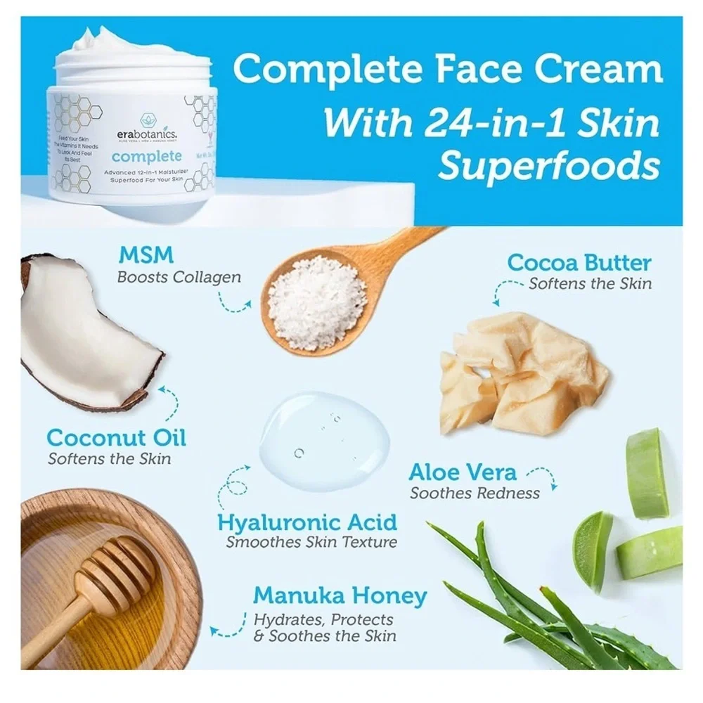 erabotanics Complete 12-in-1 Moisturizer Manuka Honey 2 oz NWT